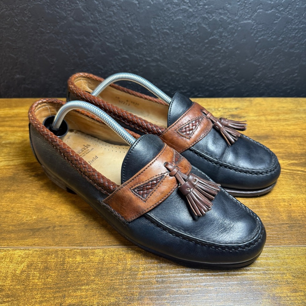 Allen‎ Edmonds Maxfield 47712 Black Brown Leather Tassel Loafers Mens 10 E
